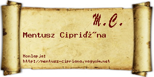 Mentusz Cipriána névjegykártya
